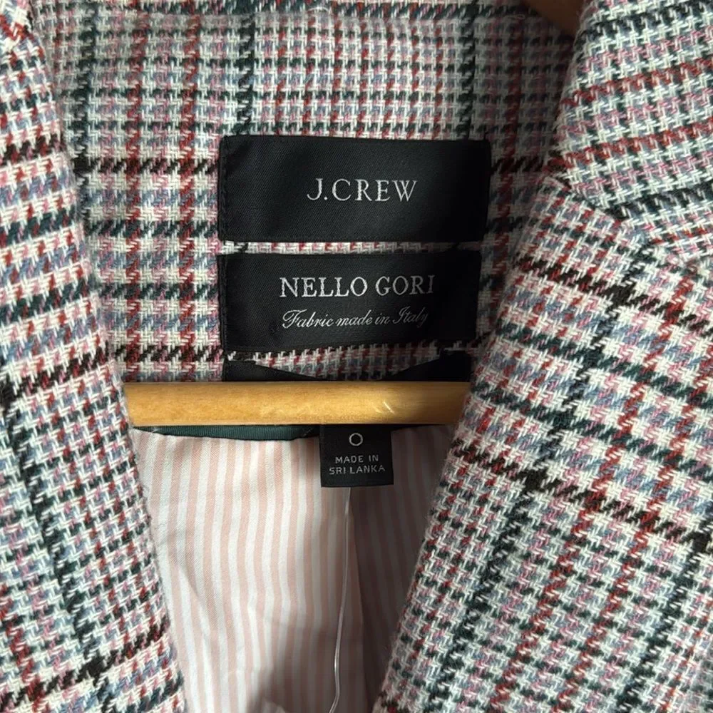 NEW J crew Parke blazer in ivory plaid Italian wool Size 0